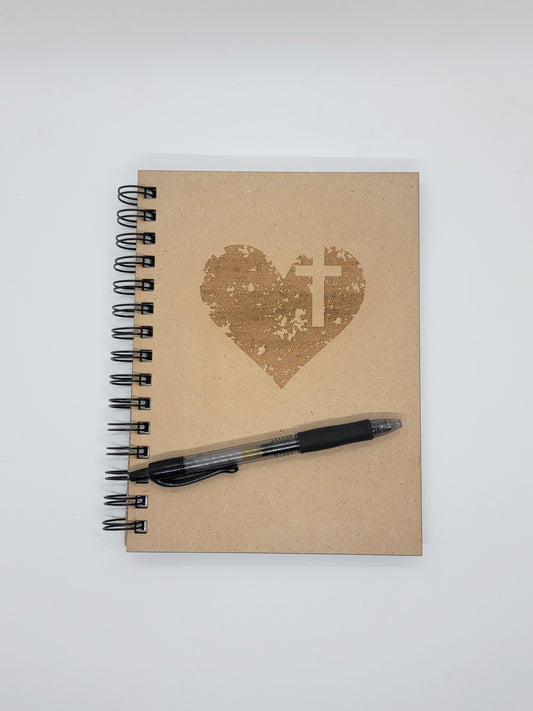 Pixelated Heart with Cross Notebook