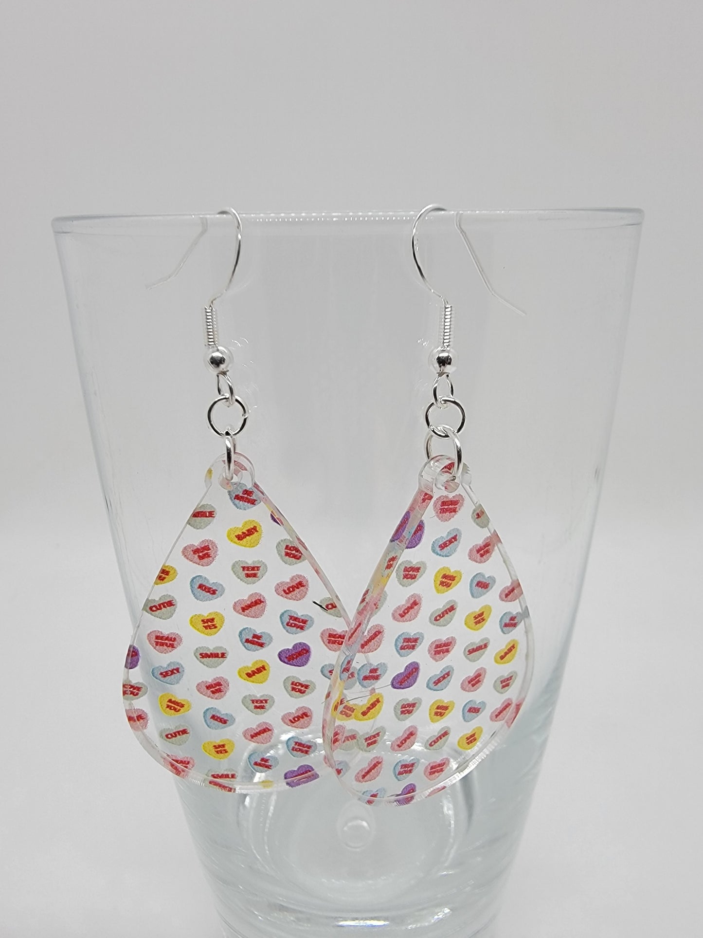 Conversation Heart Acrylic Earrings