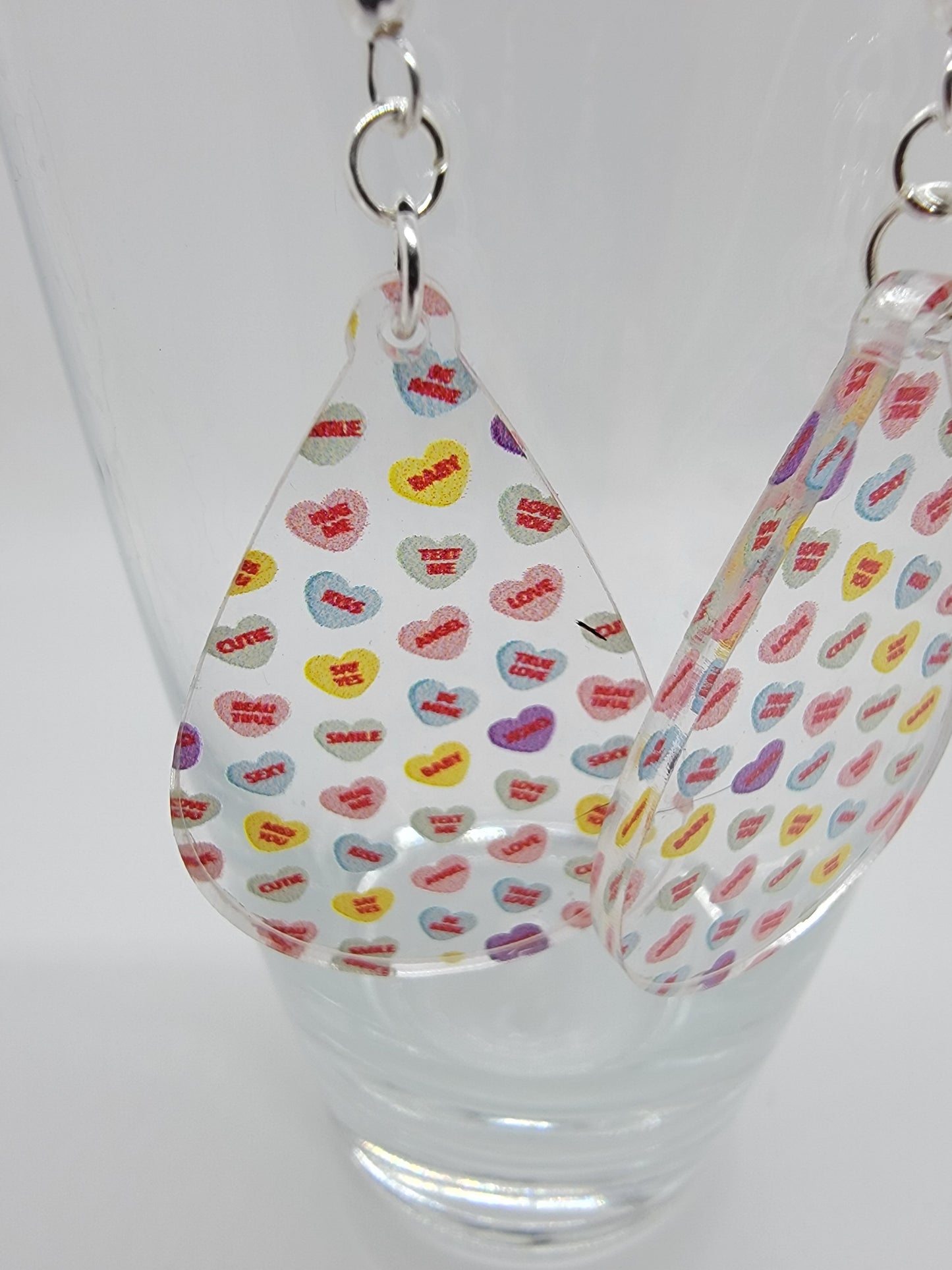 Conversation Heart Acrylic Earrings