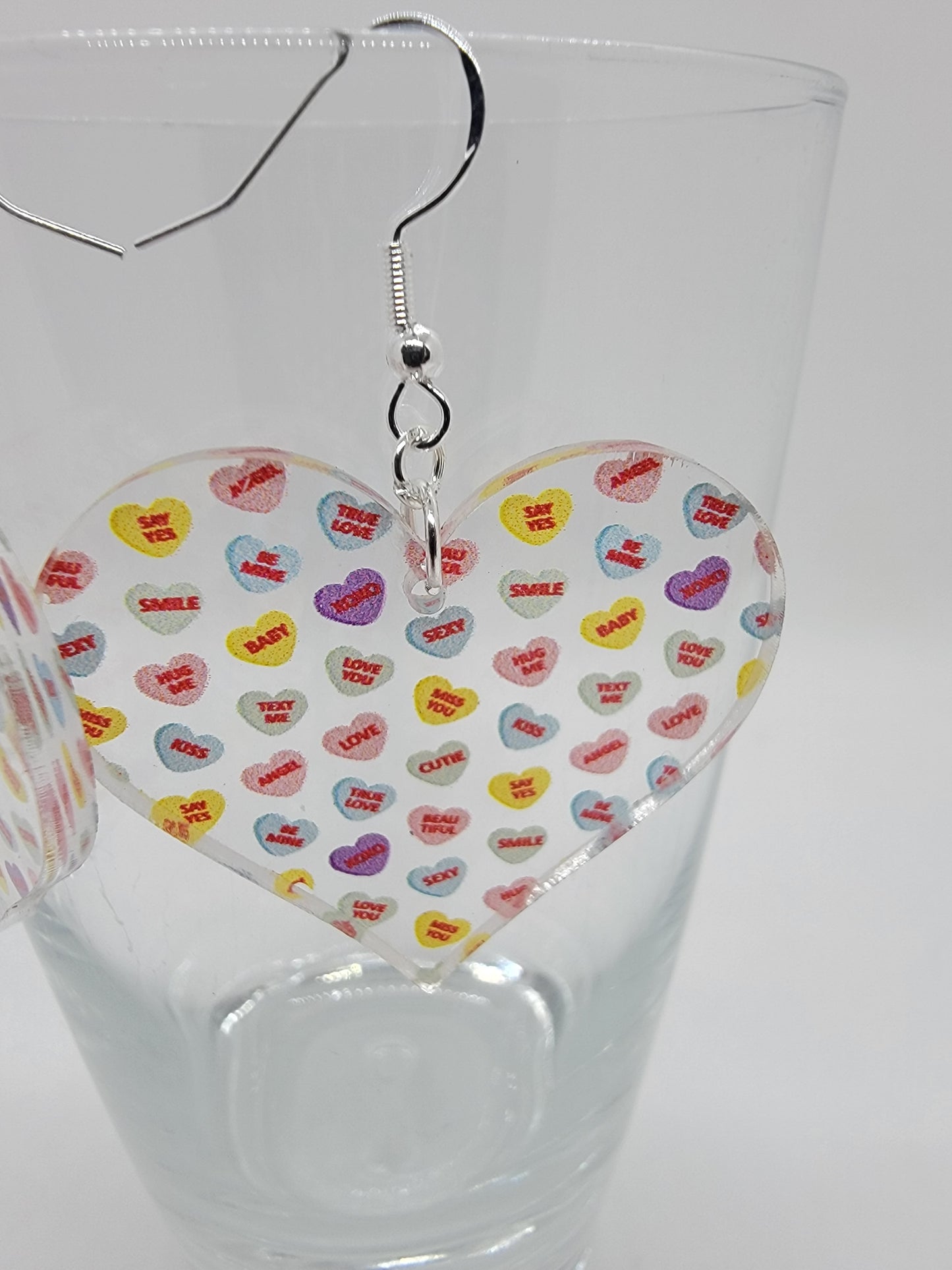 Conversation Heart Acrylic Earrings