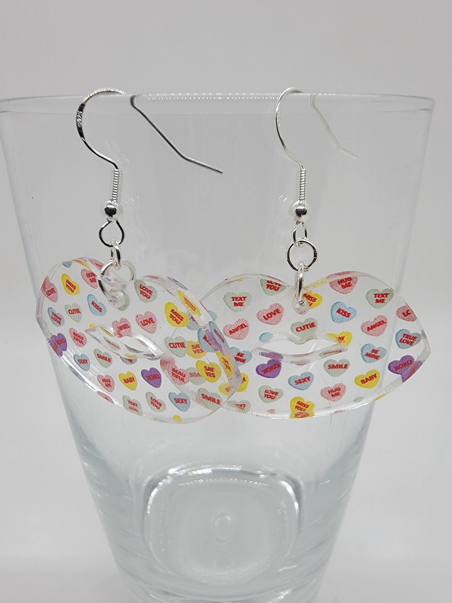 Conversation Heart Acrylic Earrings