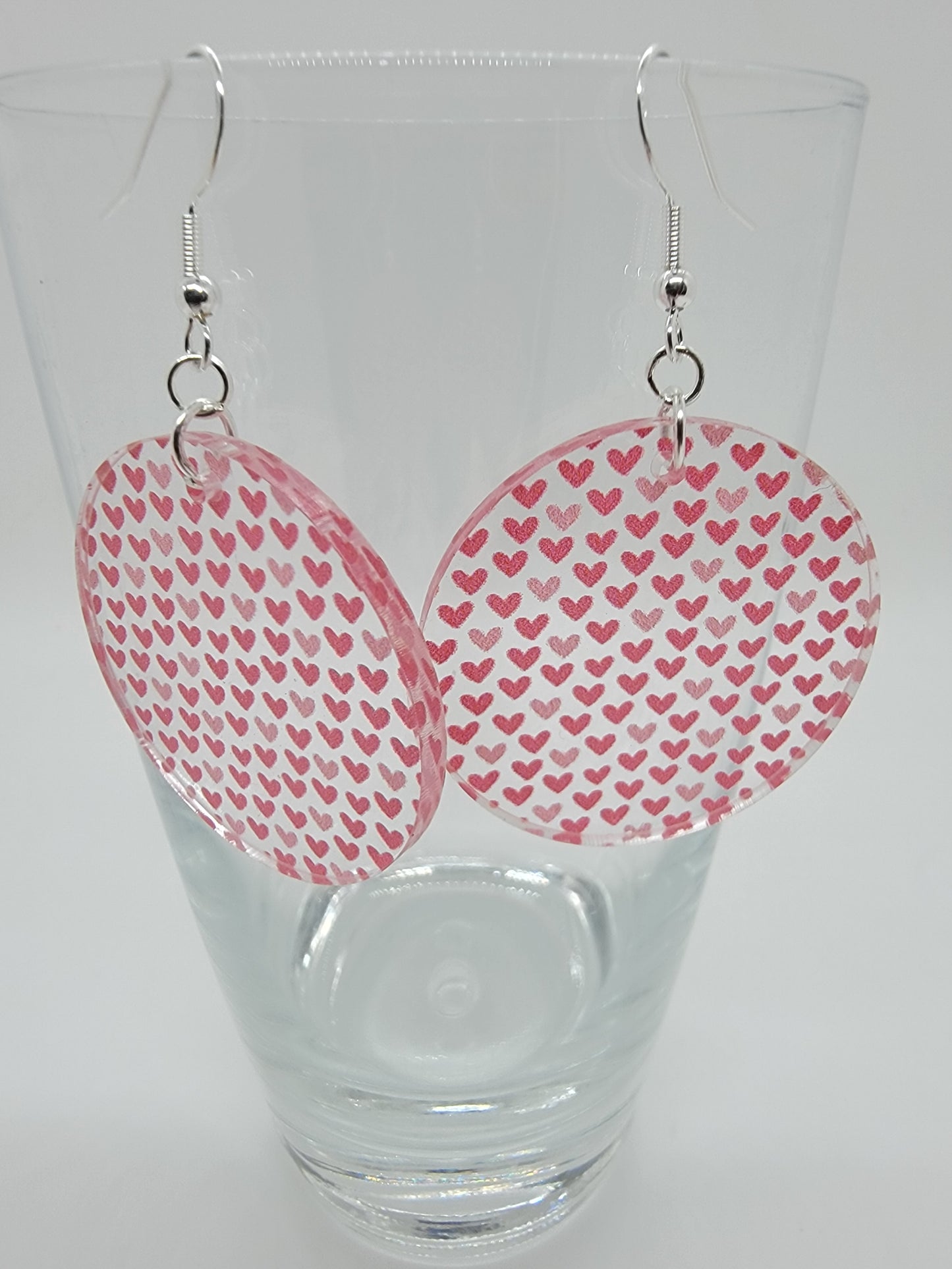 Shades of Pink Hearts Acrylic Earrings