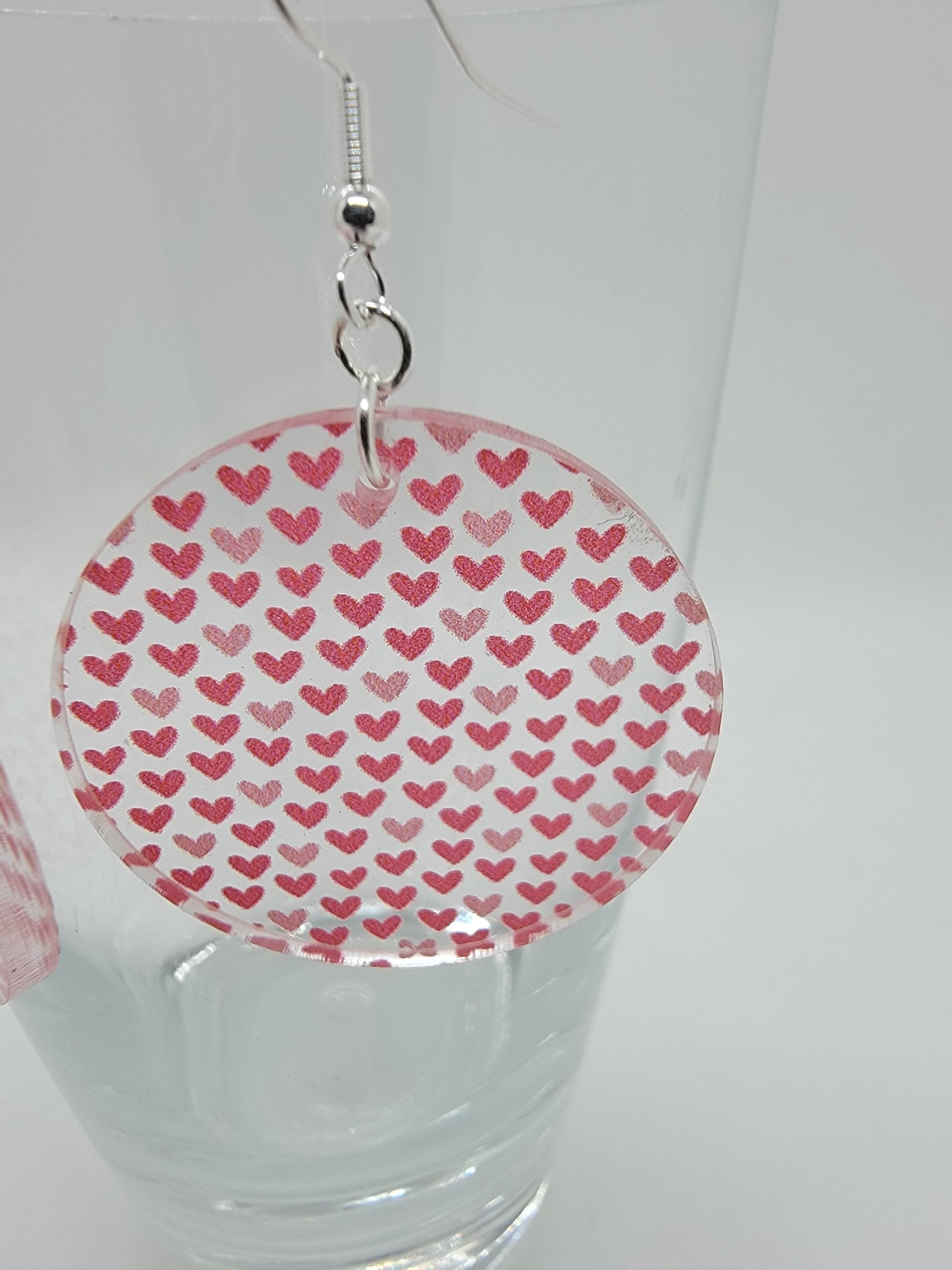 Shades of Pink Hearts Acrylic Earrings