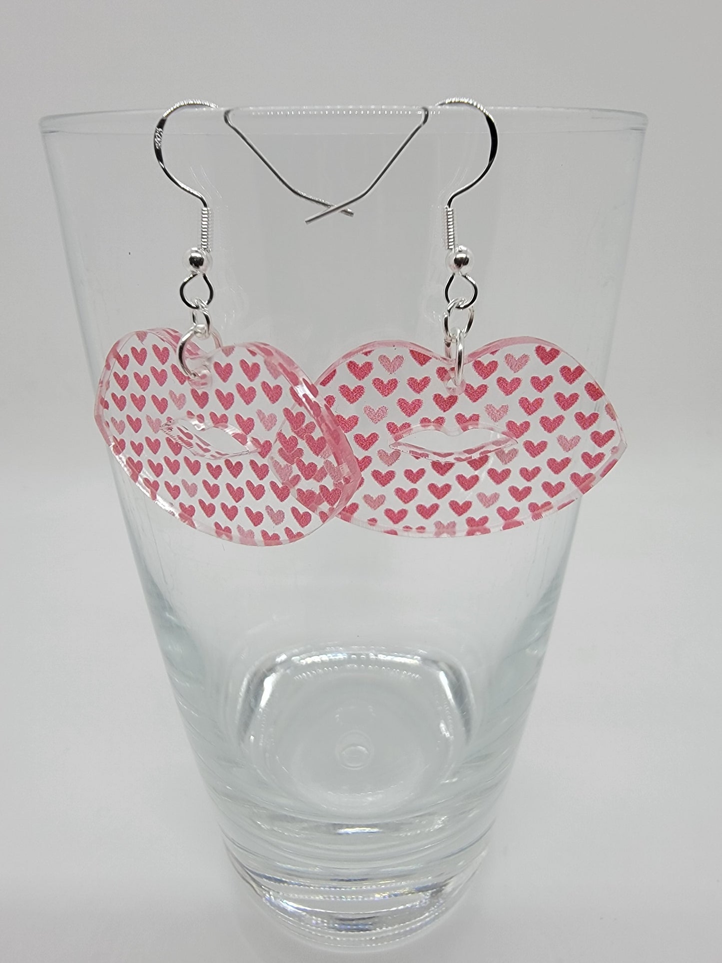 Shades of Pink Hearts Acrylic Earrings