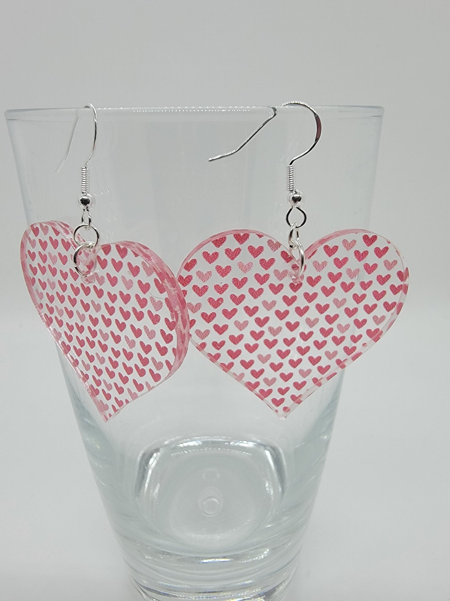 Shades of Pink Hearts Acrylic Earrings