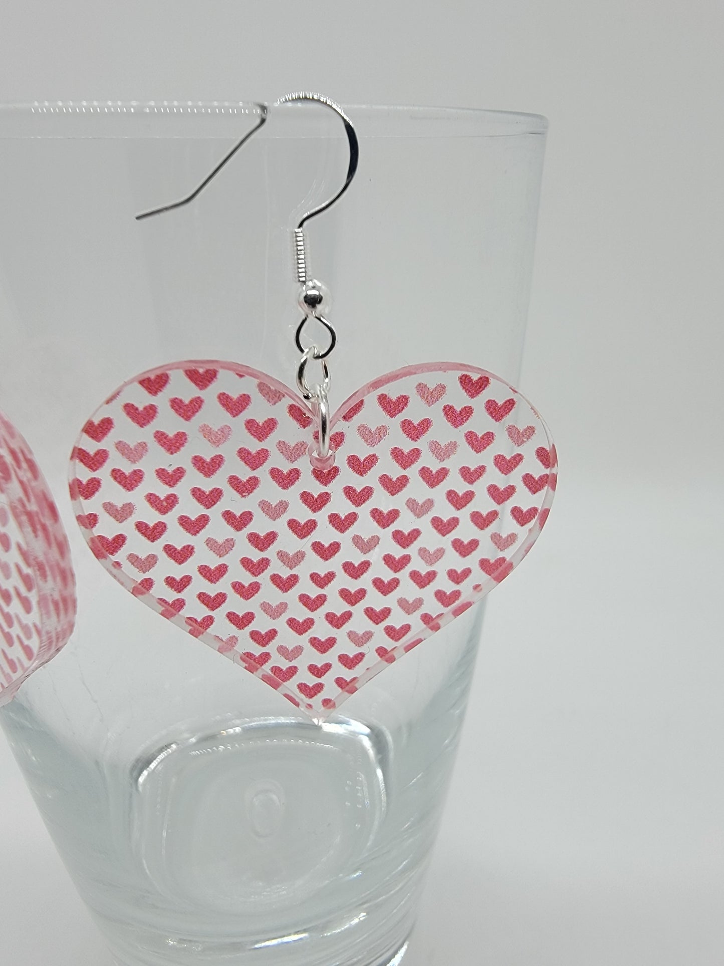 Shades of Pink Hearts Acrylic Earrings