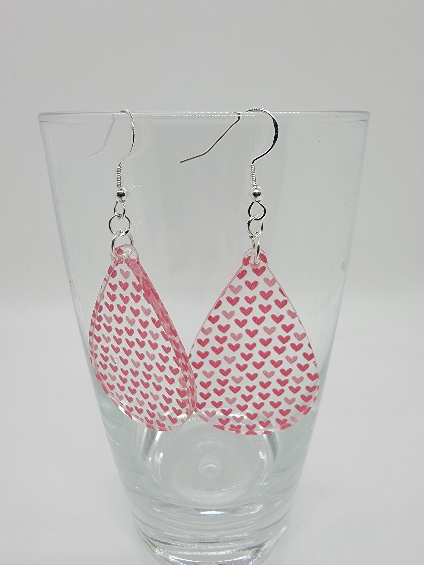 Shades of Pink Hearts Acrylic Earrings