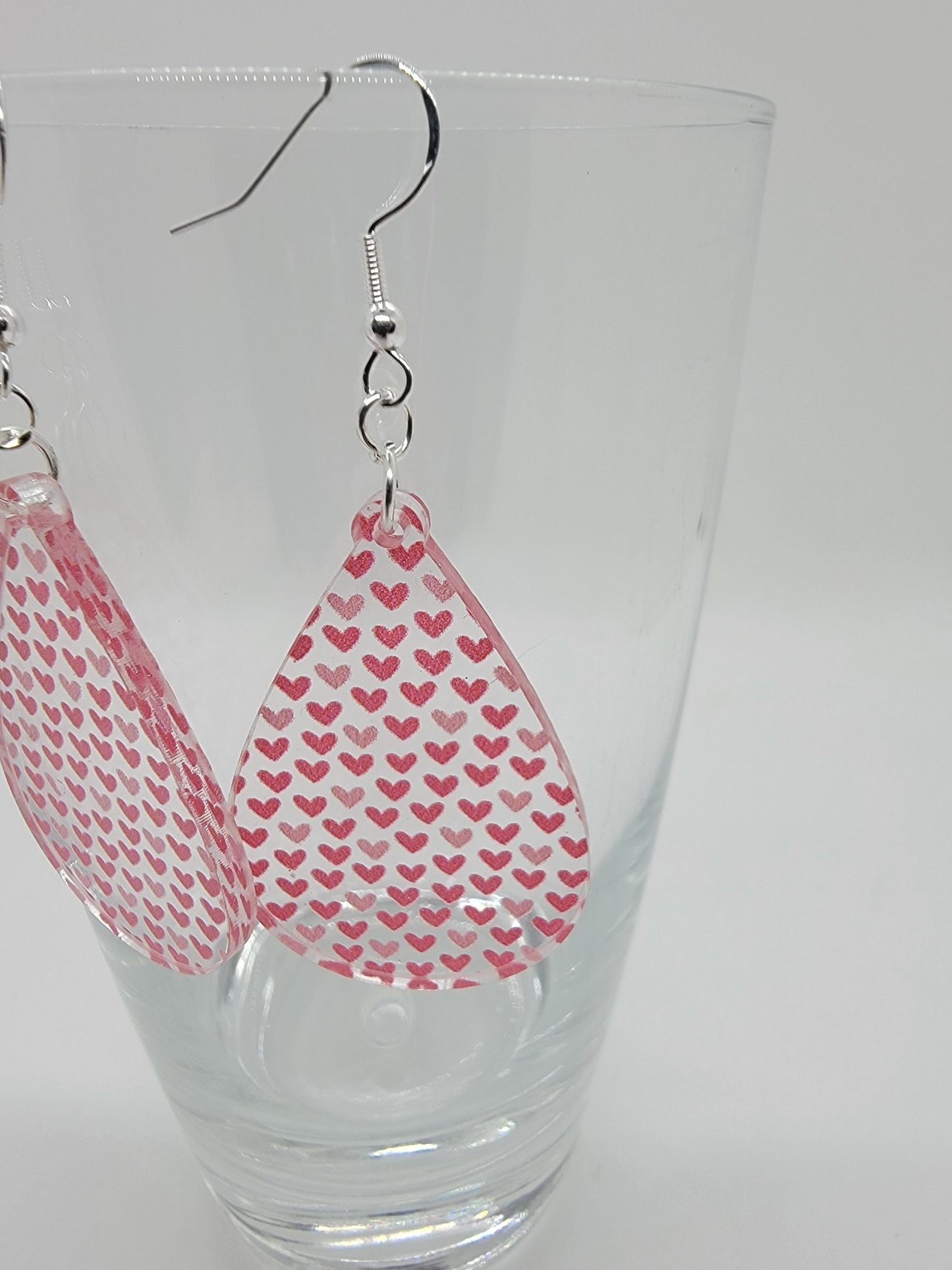 Shades of Pink Hearts Acrylic Earrings