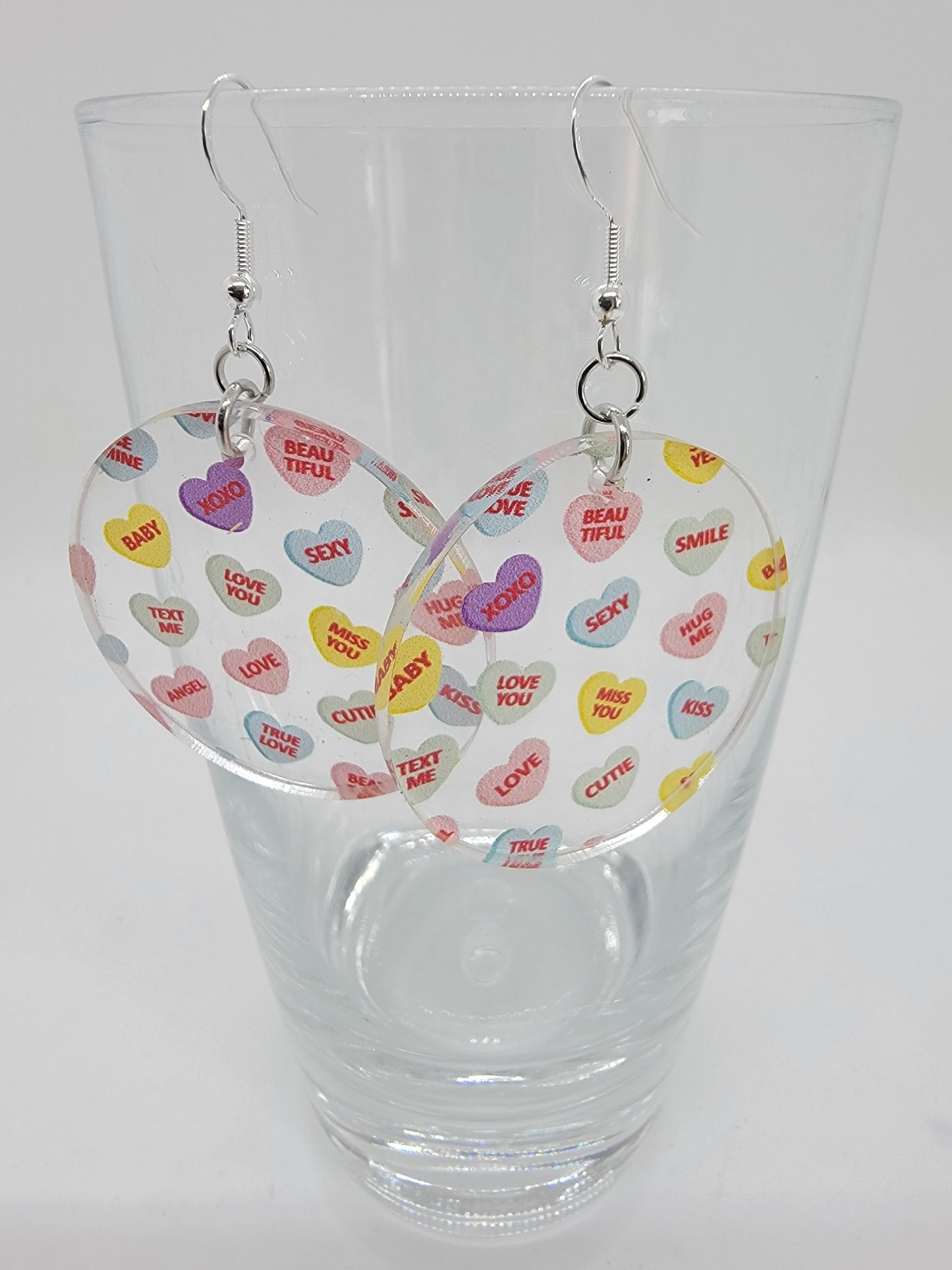 Conversation Hearts Acrylic Earrings