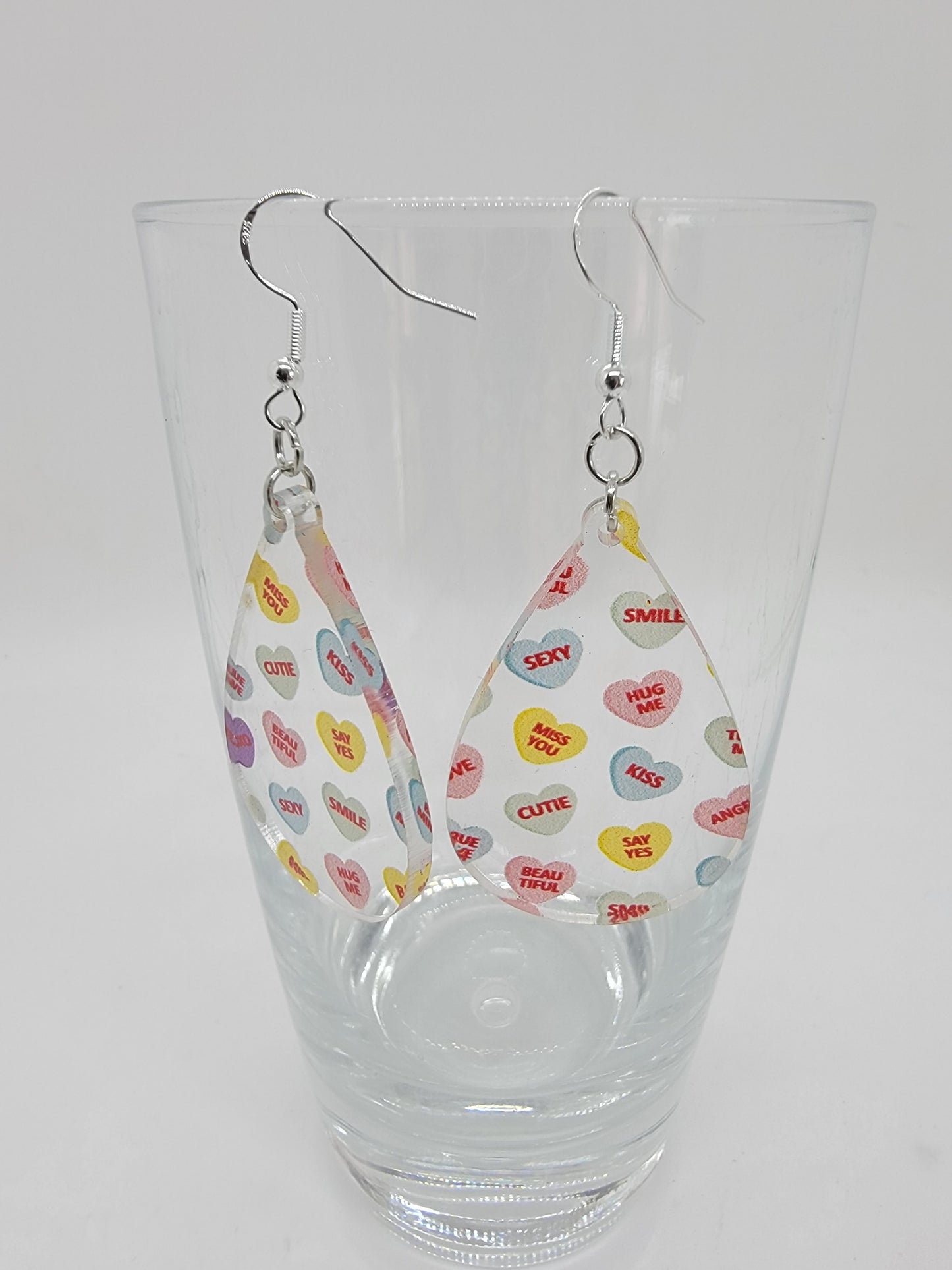 Conversation Hearts Acrylic Earrings