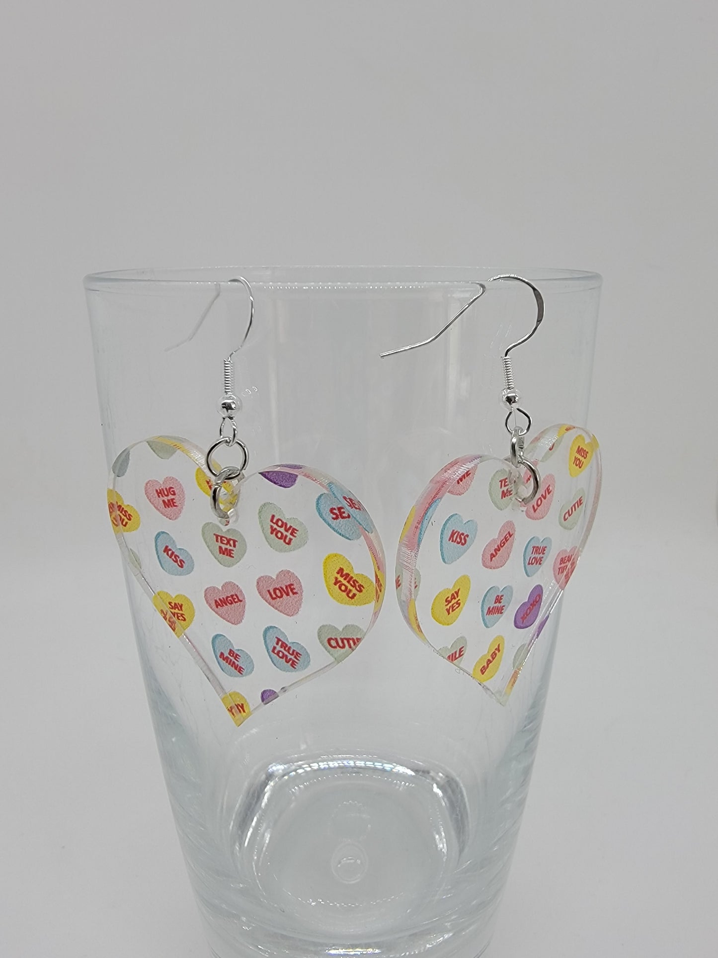 Conversation Hearts Acrylic Earrings