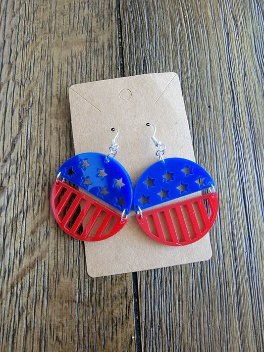 Patriotic Red and Blue Circle Earrings